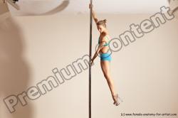 Underwear Gymnastic poses Woman White Moving poses Slim long blond Dynamic poses Academic